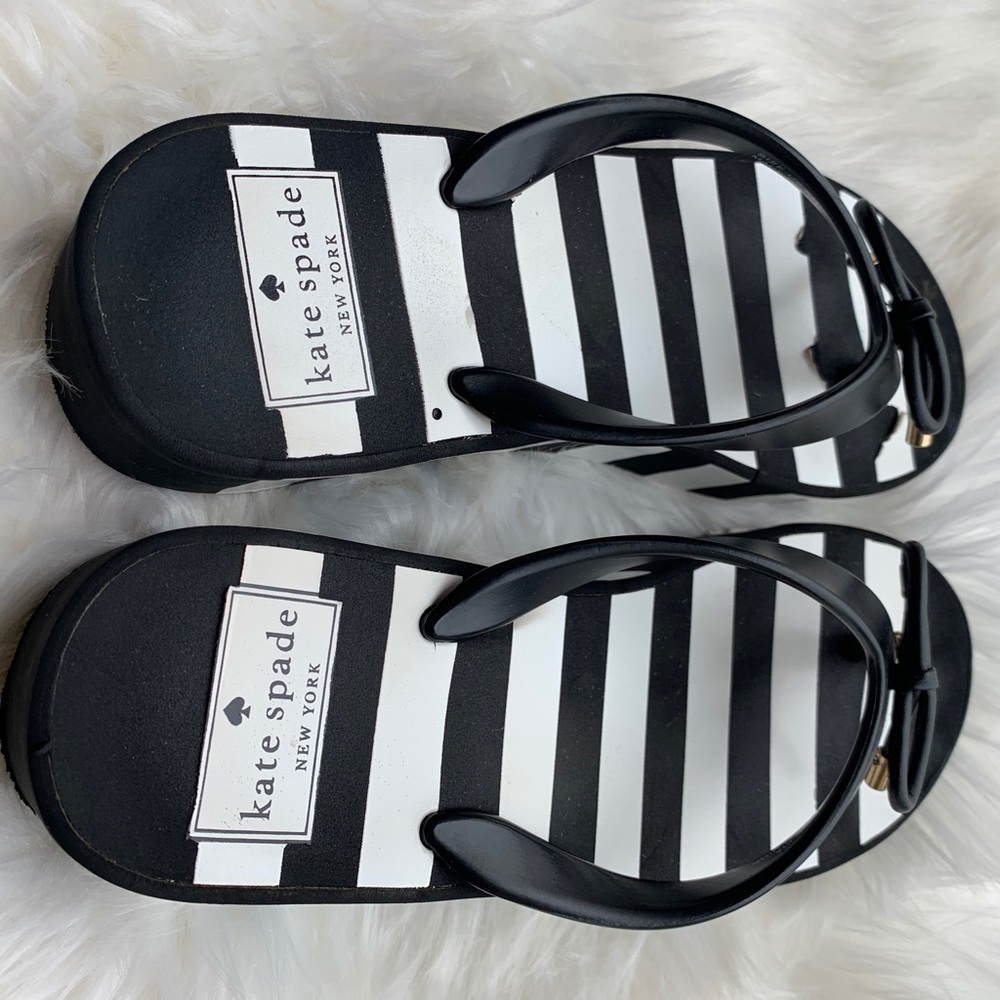 Kate Spade Striped Bow Wedge Flip Flops - Picture 5 of 8